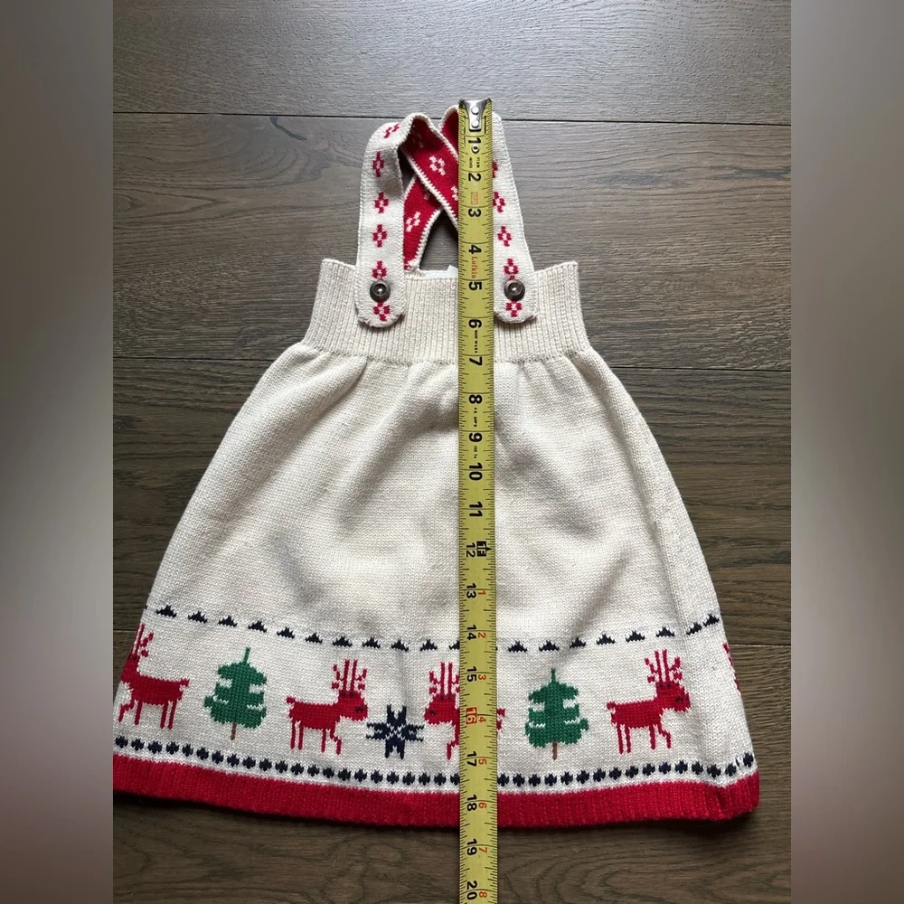 New Hanna Andersson Christmas/Holiday Knit Sweater Dress In Ivory/Dear Deer 2T - Picture 9 of 11